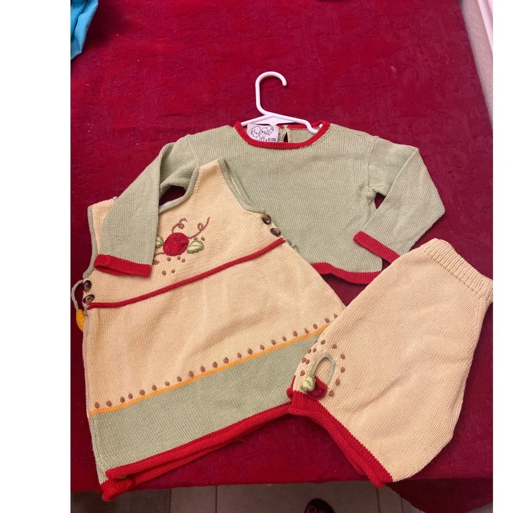 Zackali 4 Kids 3 Piece Knit Set Sweater Jumper Shorts Floral Cotton 18MO Armenia